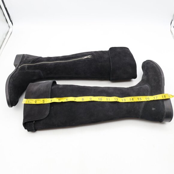 Frye Boots Shirley Riding Over The Knee Women's 6 B Black Half Zip Almond Toe - Picture 6 of 8